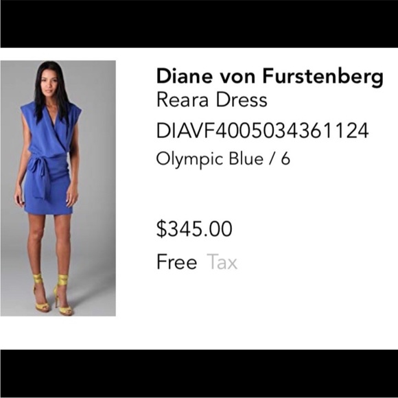 DVF Diane Von Furstenberg REARA Sleeveless Silk‎ Mini Dress Olympic Blue Size 0 - Picture 3 of 15